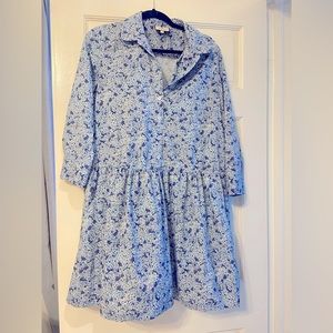 Tuckernuck drop waist shirt dress in blue hydrangea